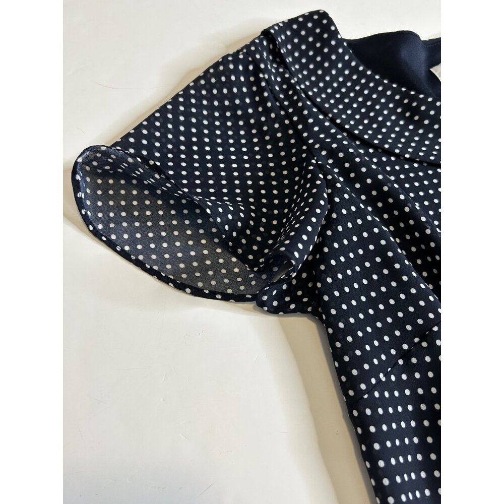 Just In Thyme LTD Women's Blouse Navy Blue and White Polka Dot size 14 - Picture 5 of 12